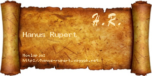 Hanus Rupert névjegykártya